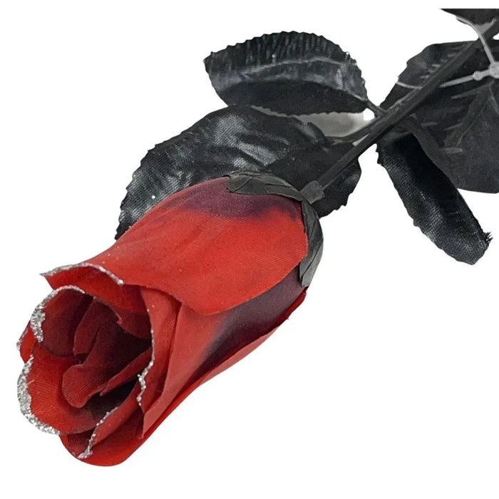Halloween Gothic Decorative Glitter Rose 17" | 1 ct - Zurchers
