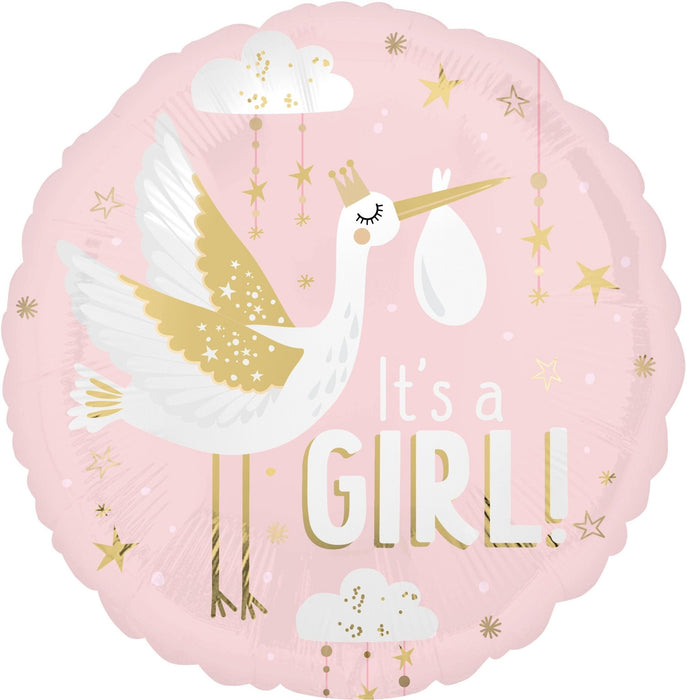Satin Special Delivery Baby Girl Mylar Balloon, 18" | 1 ct - Zurchers