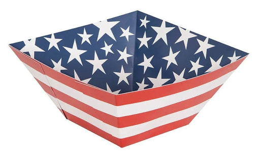 4th Of July Stars & Stripes Paper Square Snack Bowl 9.75" | 1ct - Zurchers
