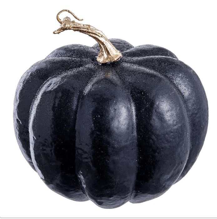 6"Hx7"D Glittered Pumpkin Black Gold | 1ct - Zurchers