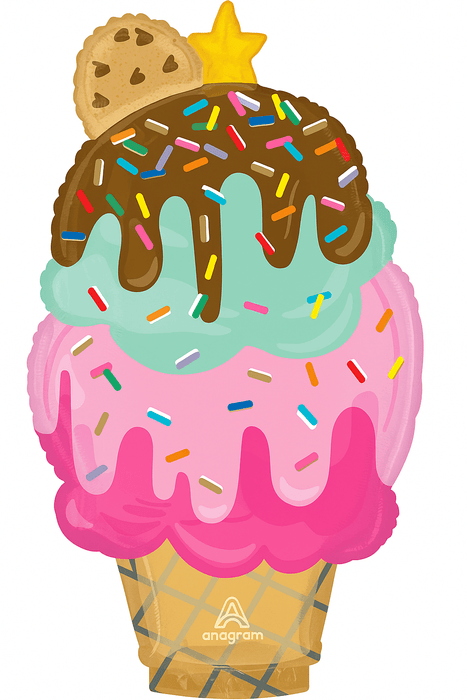 Heres The Scoop Cone SuperShape Mylar 30" | 1ct - Zurchers