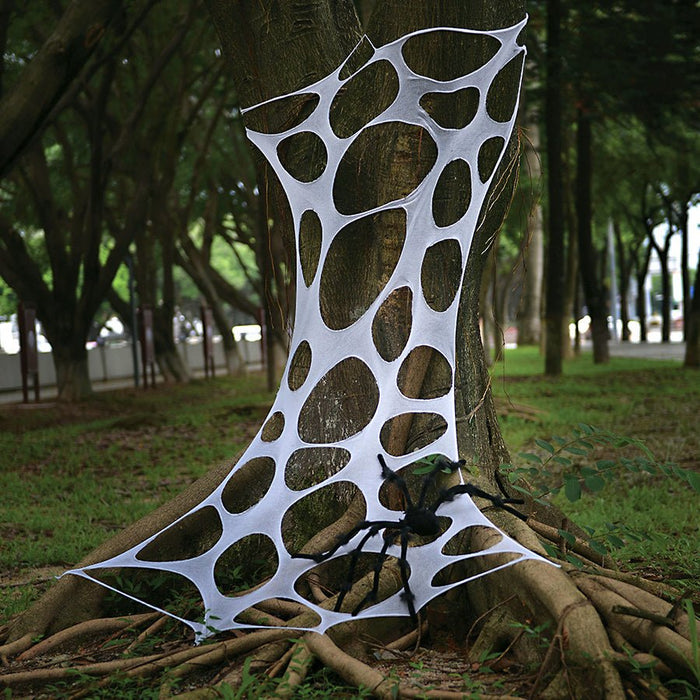 ??Halloween Black Light Stretch White Spider Web w/Holes 25"x 72"| 1 ct - Zurchers
