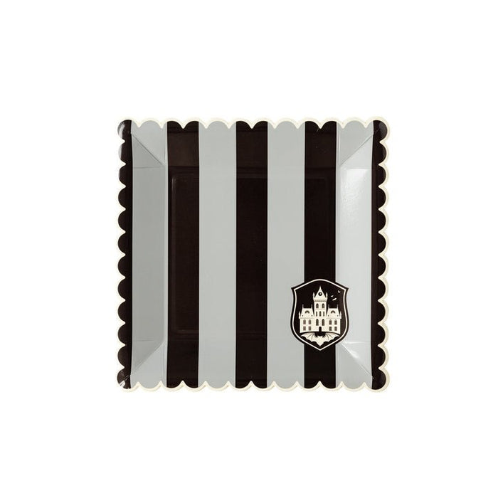 Halloween Party More Tonal Black Stripe Paper Plates 8" | 8ct - Zurchers