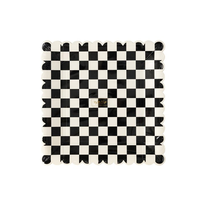 Halloween Party More Black Checkered Paper Plates 9" | 8ct - Zurchers