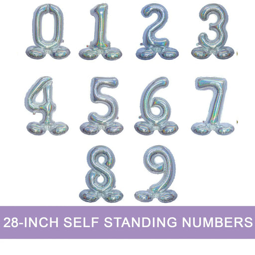 Air Filled Silver Number Self Standing Balloon 28.4" | 1 ct - Zurchers