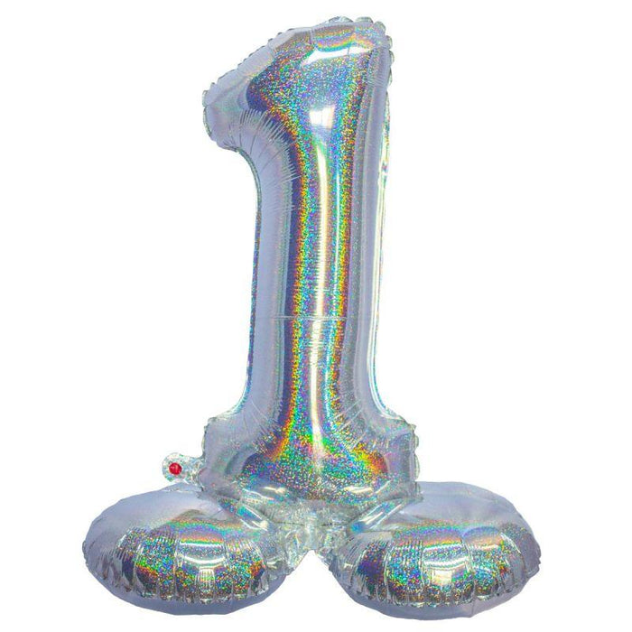Air Filled Silver Number Self Standing Balloon 28.4" | 1 ct - Zurchers