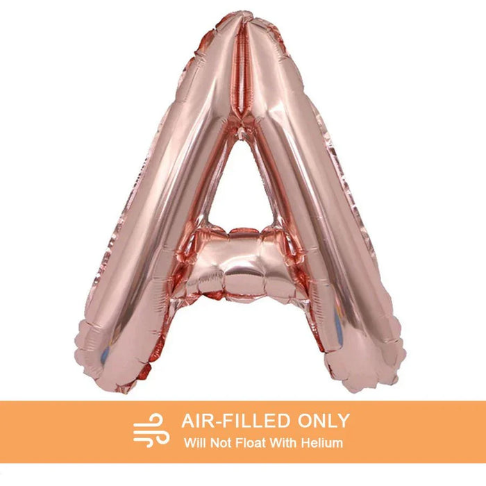 Air Filled Rose Gold Mylar Letter Balloon, 16" | 1 ct - Zurchers