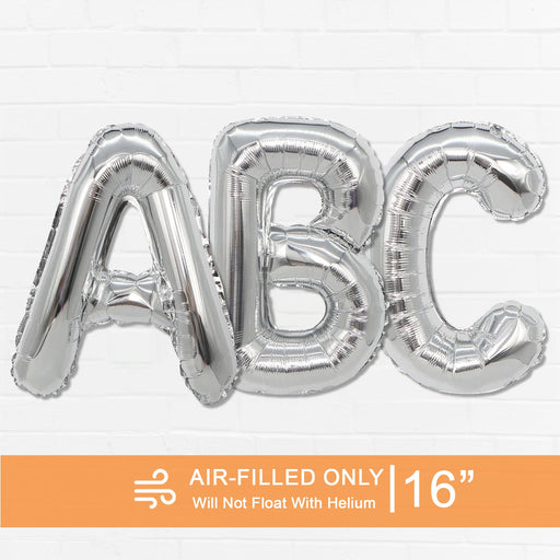 Air Filled Silver Mylar Letter Balloon, 16" | 1 ct - Zurchers