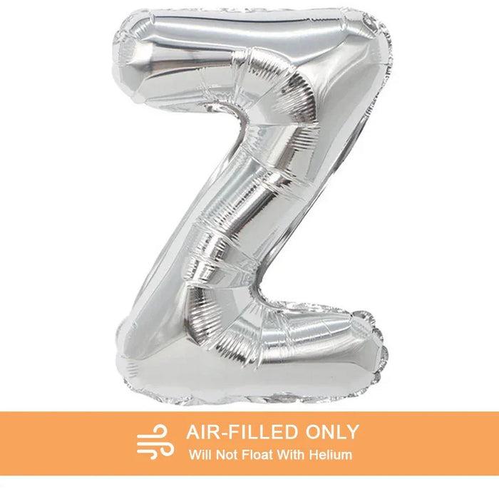 Silver Mylar ''Z'' Letter Balloon, 16" | 1 ct - Zurchers