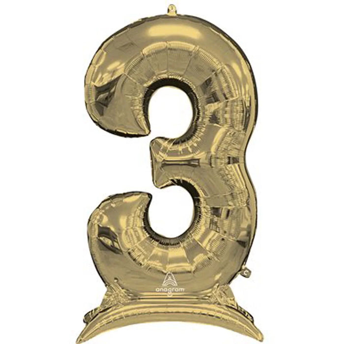 Air Filled White Gold Number Self Standing Balloons 54" | 1 ct - Zurchers