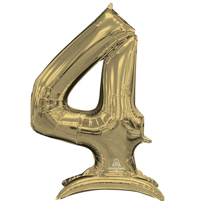 Air Filled White Gold Number Self Standing Balloons 54" | 1 ct - Zurchers