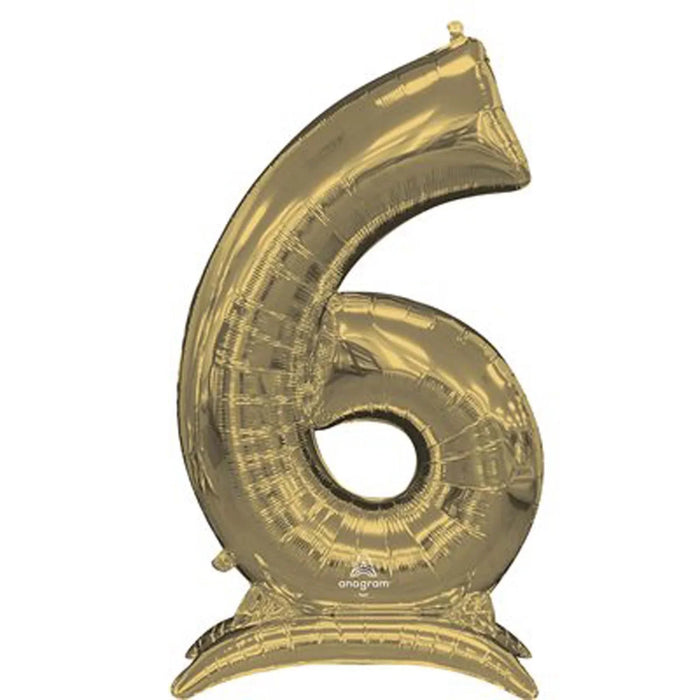 Air Filled White Gold Number Self Standing Balloons 54" | 1 ct - Zurchers