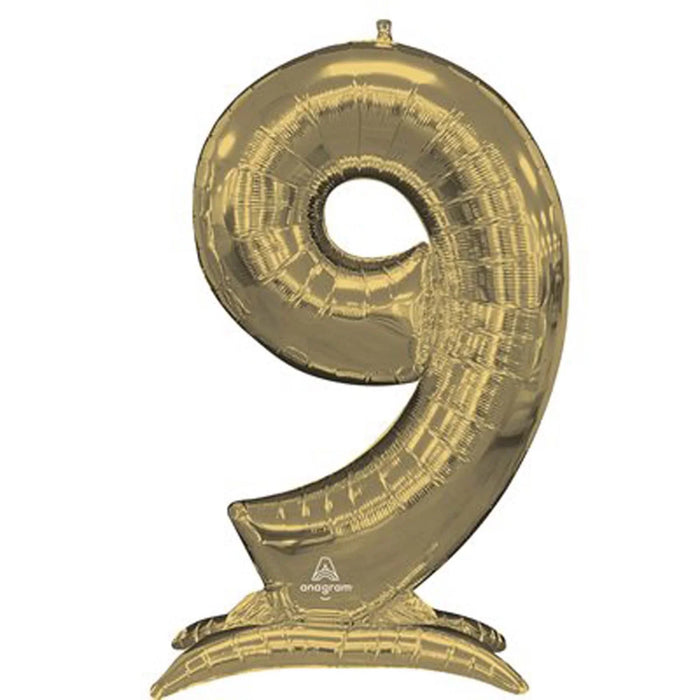 Air Filled White Gold Number Self Standing Balloons 54" | 1 ct - Zurchers
