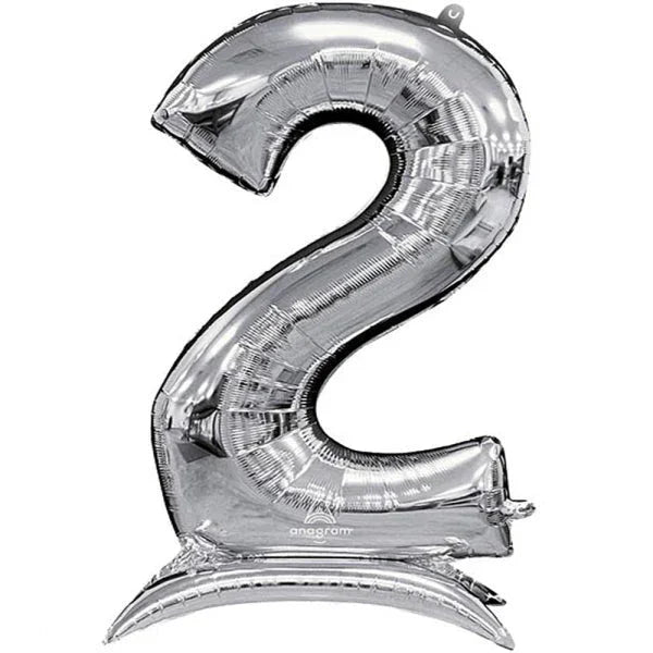 Air Filled Silver Number Self Standing Balloons 54" | 1 ct - Zurchers