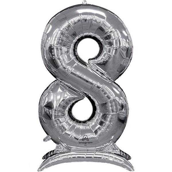 Air Filled Silver Number Self Standing Balloons 54" | 1 ct - Zurchers