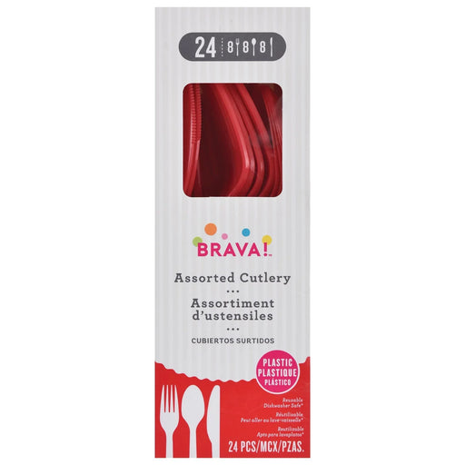 Apple Red Plastic Assorted Cutlery | 24 pcs - Zurchers