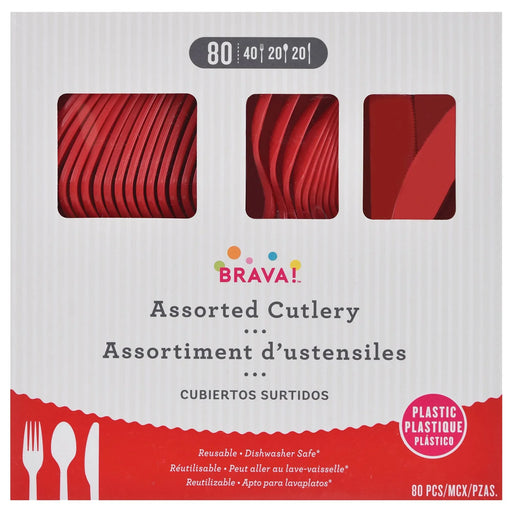 Apple Red Plastic Assortment Cutlery | 80 pcs - Zurchers