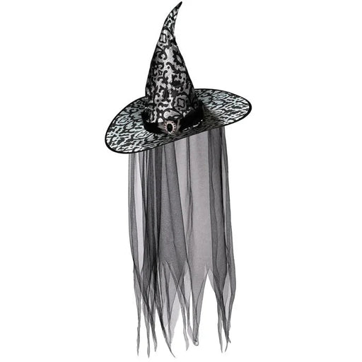 Bat Print Witch hat with Veil 17" | 1 ct - Zurchers