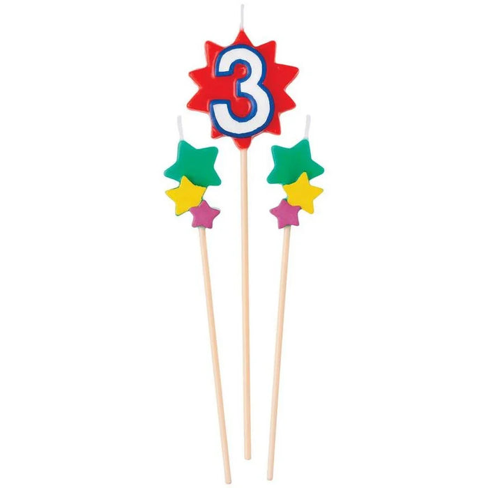 Birthday Cake Pick Candles 3 | 3pcs - Zurchers