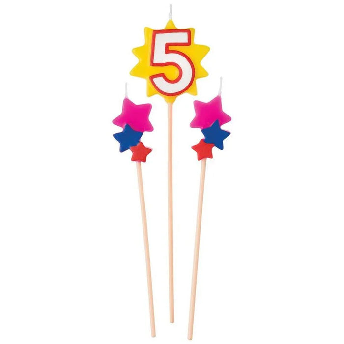 Birthday Cake Pick Candles 5 | 3pcs - Zurchers