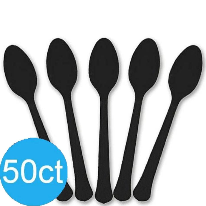 Black Heavy Duty Plastic Spoons | 50ct - Zurchers