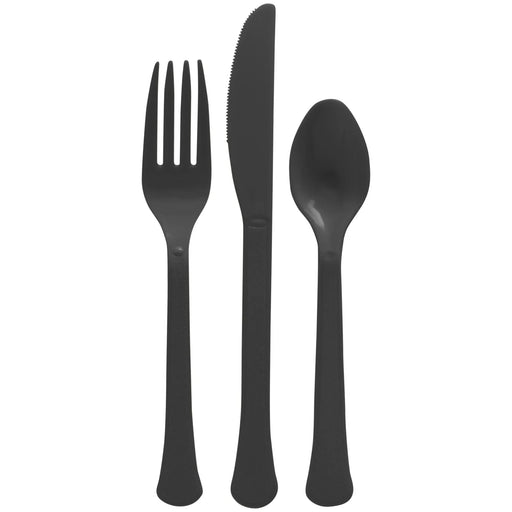 Black Plastic Assorted Cutlery | 24 pcs - Zurchers