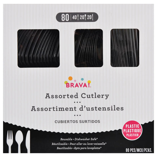 Black Plastic Assorted Cutlery | 80 pcs - Zurchers