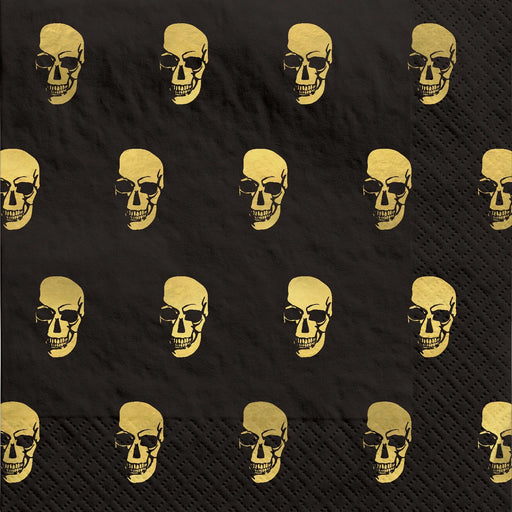 Halloween Glam Boneyard Metallic Beverage Napkins | 16ct - Zurchers