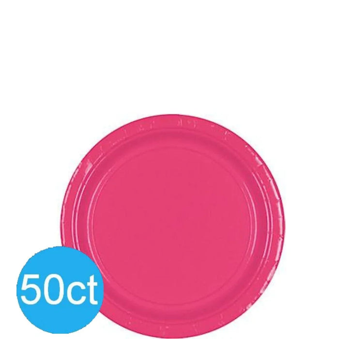 Bright Pink Dessert Paper Plates 6.75" | 50ct - Zurchers