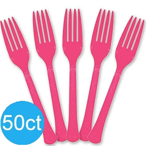 Bright Pink Heavy Duty Plastic Forks | 50ct - Zurchers
