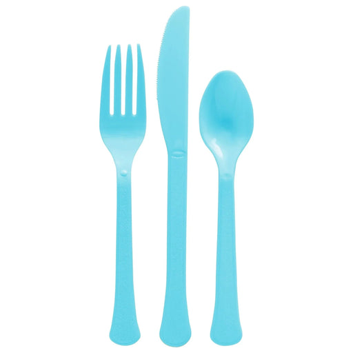 Caribbean Blue Plastic Assorted Cutlery | 24 pcs - Zurchers