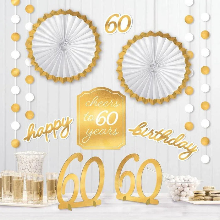 60th Golden Age Birthday Room Decorating Kit | 12pcs - Zurchers