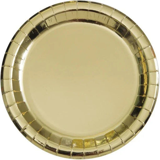 7in Gold Foil Round Paper Plates | 8ct - Zurchers