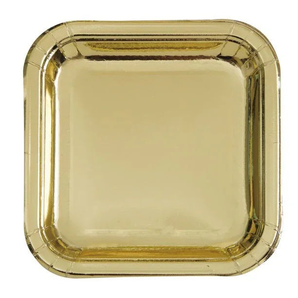 Gold Foil Square Paper Plates 9" | 8ct - Zurchers
