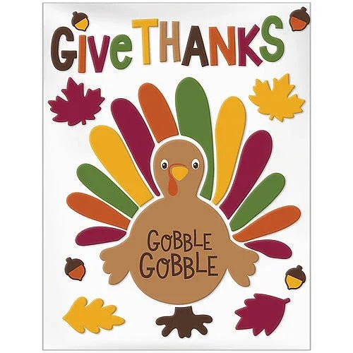 Gobble Gobble Fall Turkey Thanksgiving Gel Cling Decals | 1 ct - Zurchers