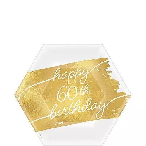 Golden Age 60th Birthday 7" Hexagon Paper Plates 8pk | 1ct - Zurchers