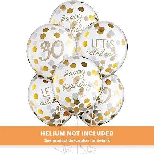 Milestone Latex Confetti 30th Golden Age Balloons 12" | 6 ct - Zurchers