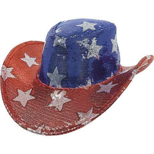 Patriotic Red White Blue Sequin Cowboy Hat | 1ct - Zurchers