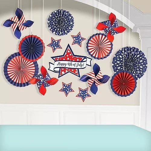 Patriotic Pinwheel Wall Decorating Kit 15pcs | 1ct - Zurchers