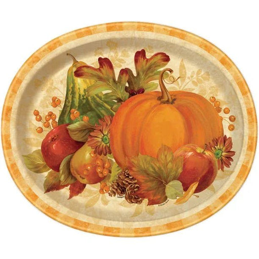 Pumpkin Gingham Oval Paper Plates | 8ct - Zurchers