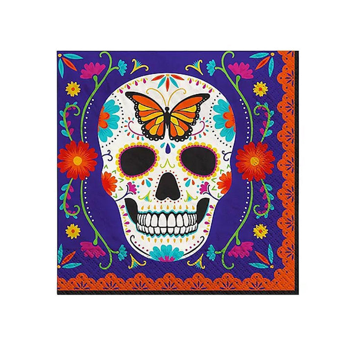 Dia de los Muertos Sugar Skull Paper Lunch Napkins, 6.5in | 40ct - Zurchers