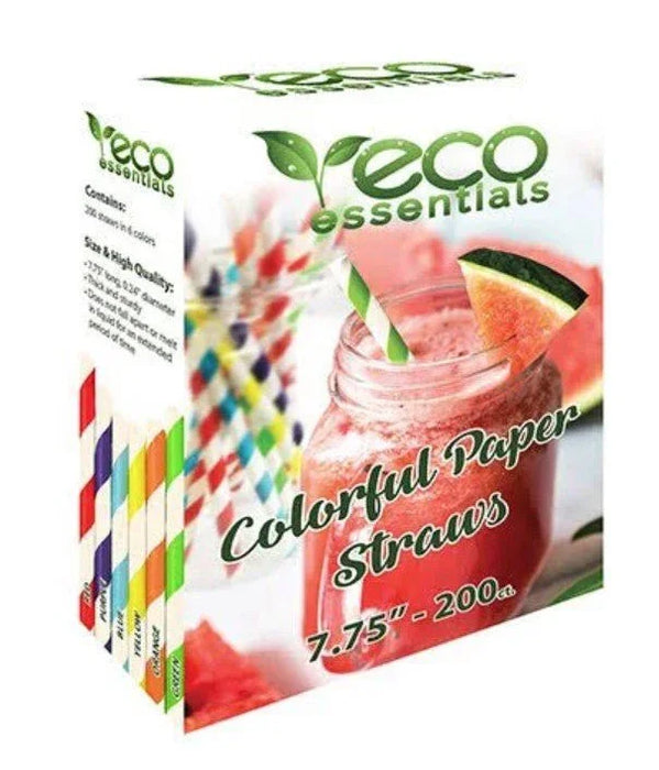Eco Essentials Colorful Paper Straws 7.75" | 200ct - Zurchers