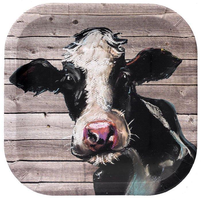 Farm Table Cow Square Plates 9" | 8 ct - Zurchers