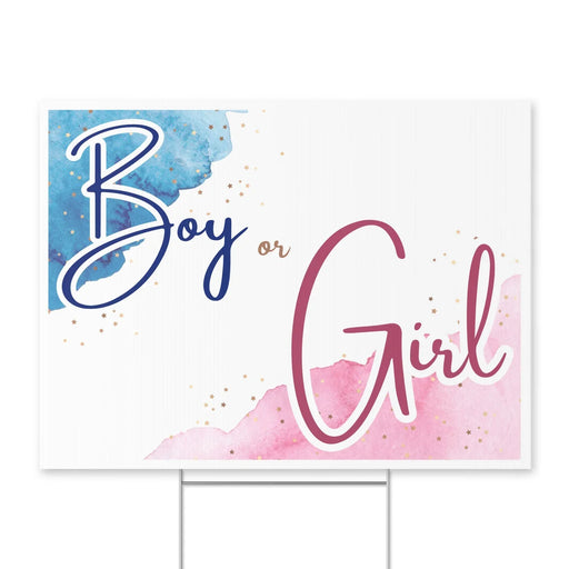 Gender Reveal Watercolor Yard Sign 24" x 18" | 1 ct - Zurchers