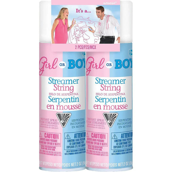 Girl or Boy? Gender Reveal Streamer String Pink | 2ct - Zurchers