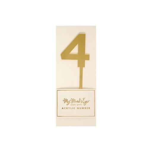 Gold Acrylic Number Cake Topper Party Pick No. 4 - Zurchers