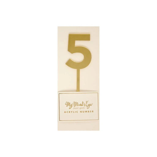 Gold Acrylic Number Cake Topper Party Pick No. 5 - Zurchers