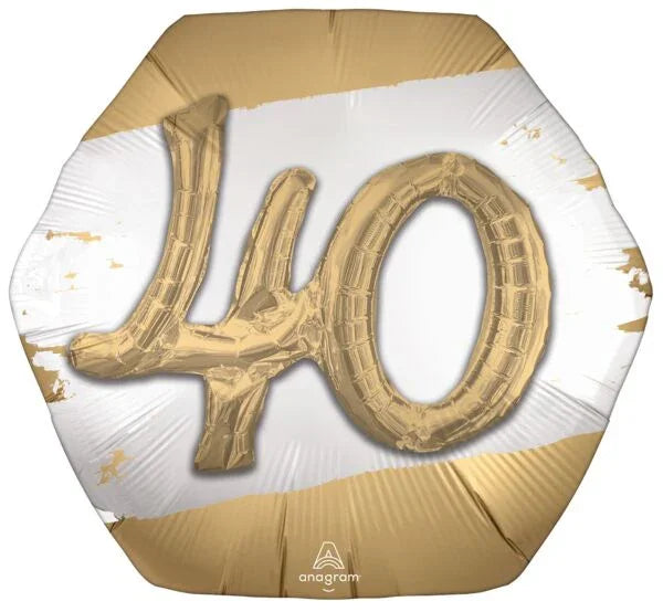 Golden Age Happy 40th Birthday Hexagonal Supershape Balloon, 30" | 1ct - Zurchers