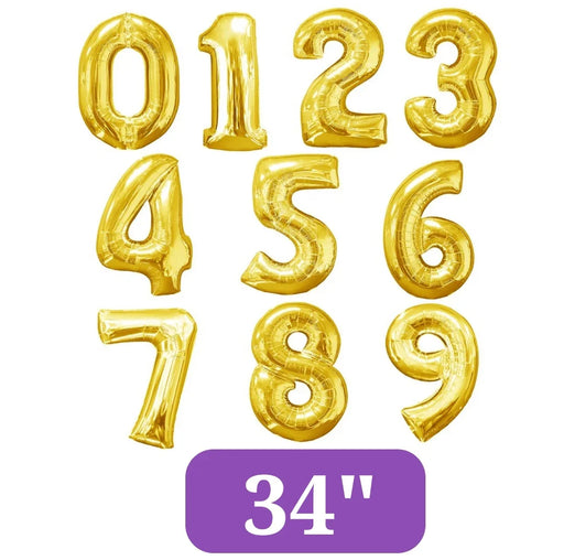 Gold Jumbo Number Balloons 34" - Zurchers