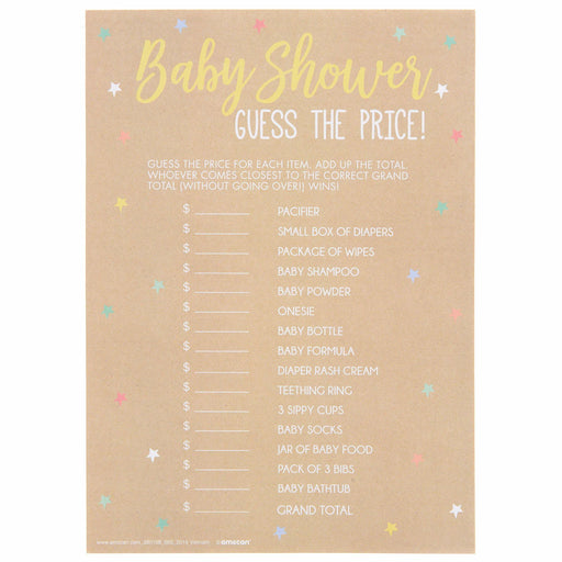 Guess The Price Baby Shower Game | 24pcs - Zurchers